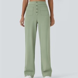 HALARA DayStretch High Waisted Pockets Straight Leg Casual Pants Asparagus
